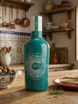 Natives Olivenöl extra - Recuerdame, Nachternte, Türkis Edition, 500ml